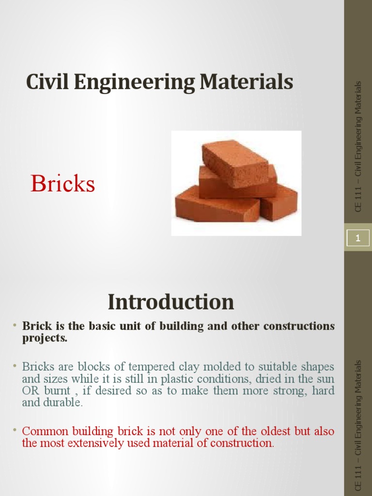 Civil Engineering Materials: Bricks | PDF | Brick | Aluminium Oxide