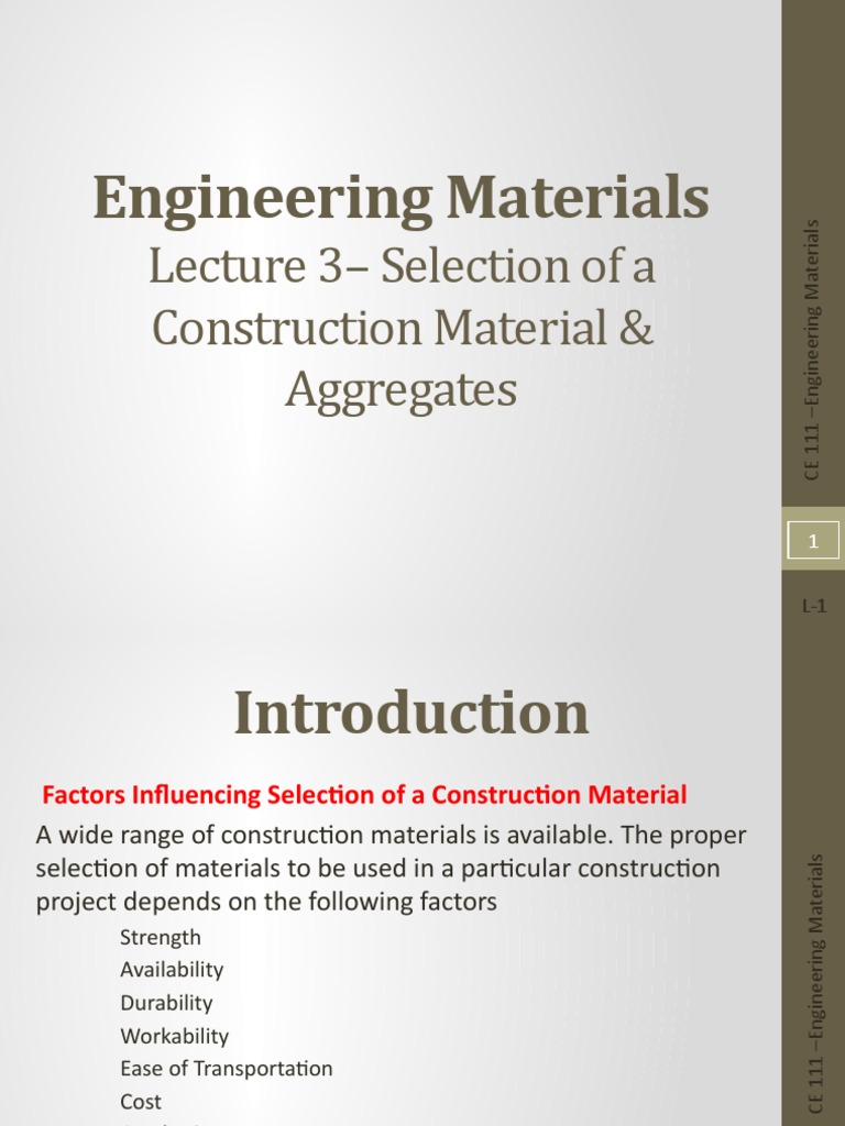 Construction Material Selection Guide | PDF | Sand | Construction Aggregate