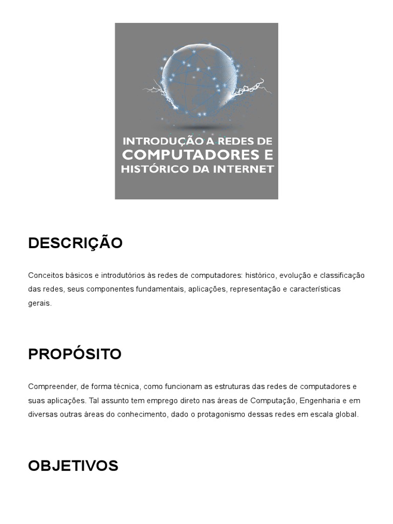 1 - Introdução A Redes de Computadores e Histórico Da Internet | PDF ...