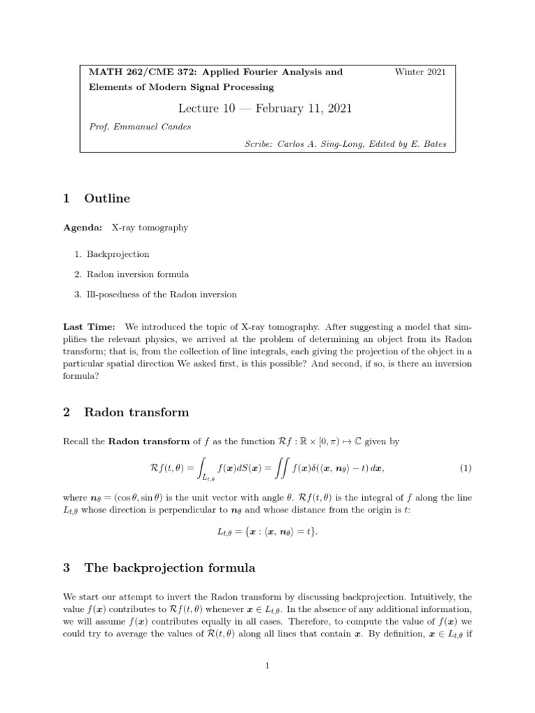 Radon Transform and Inversion Techniques | PDF | Mathematical Analysis ...