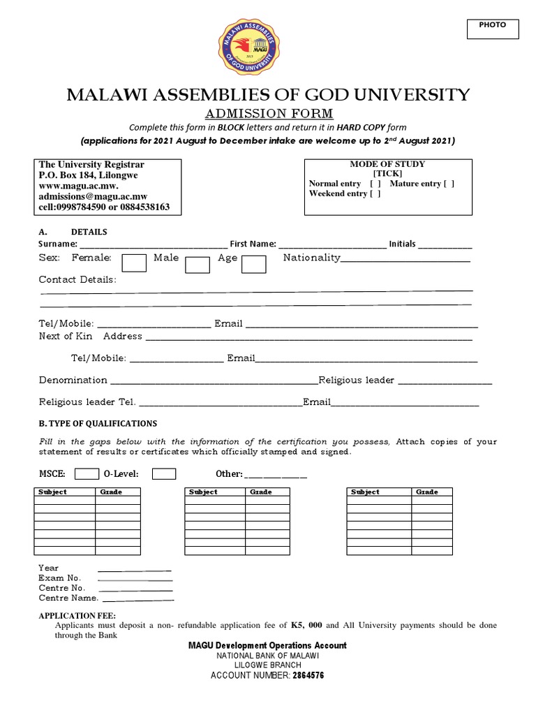 MAGU 2021 August Intake Application Form | PDF | Bachelor's Degree ...