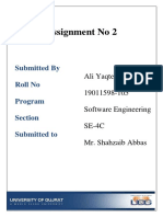 Assignment No 2: Submitted by Roll No Program Section Submitted To