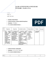 Proiectarea Unitatii de Invatare Clasa A VI-A