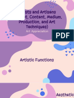 Artists and Artisans (Subject, Content, Medium, Production, and Art Techniques)