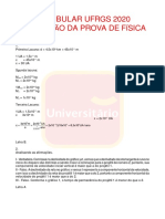 Prova de Física UFRGS 2020