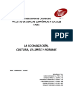 Informe sobre Socialización Cultura normas y valores