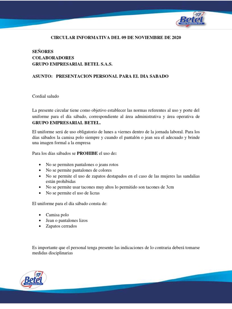 Normas de Uniforme para Sábados | PDF
