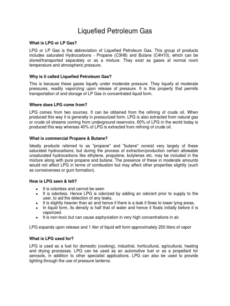 Understanding Liquefied Petroleum Gas (LPG) | PDF | Liquefied Petroleum ...