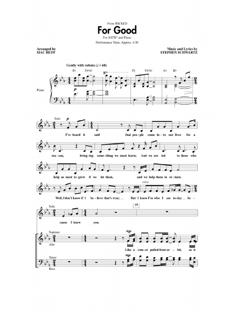 For Good Vocal | PDF
