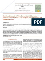 Cost-Benefit Analysis of Water Production With Seawater Reverse Osmosis System: A Case Study For Mersin Free Zone and International Port