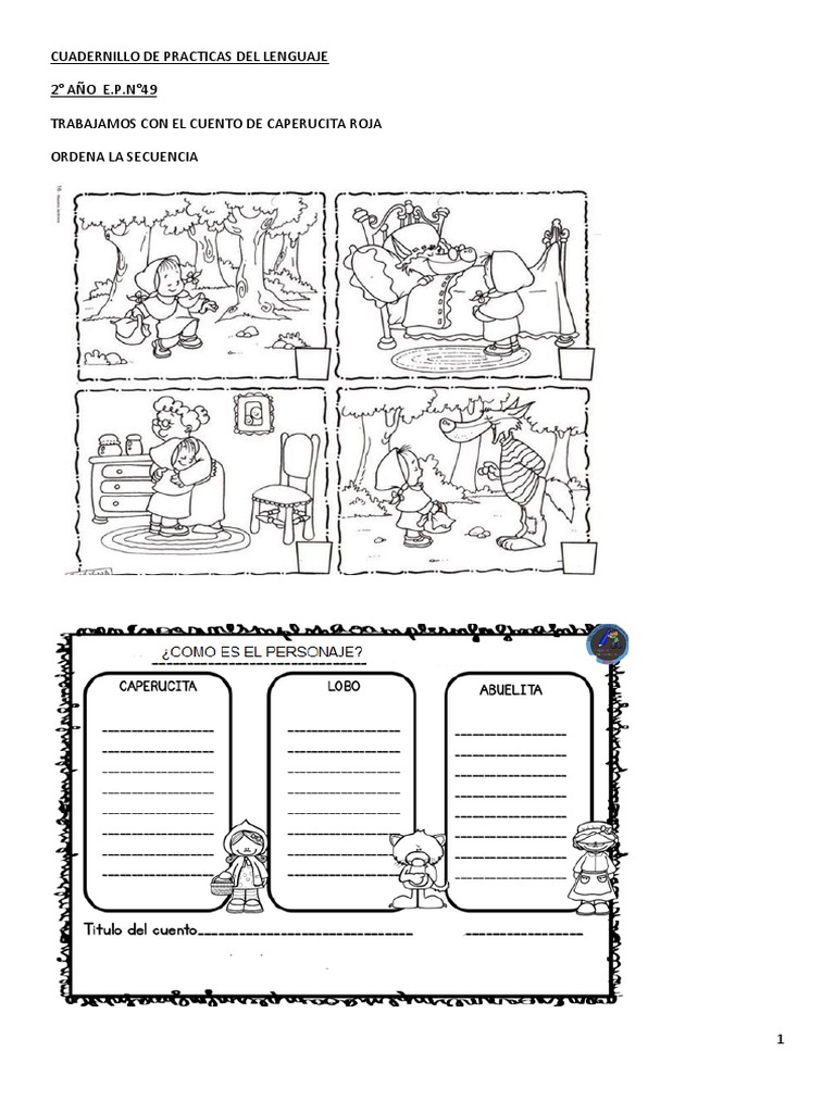 Cuadernillo de prácticas del lenguaje Caperucita Roja | PDF | Idiomas