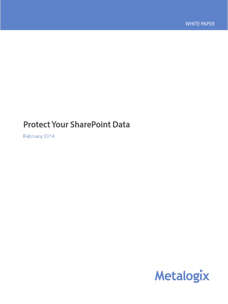 Protect Your Sharepoint Data White Paper PDF Disaster Recovery