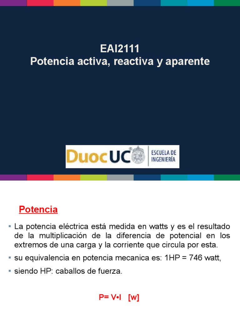 N°7 Potencia Activa, Reactiva y Aparente PDF Energia electrica Metrología
