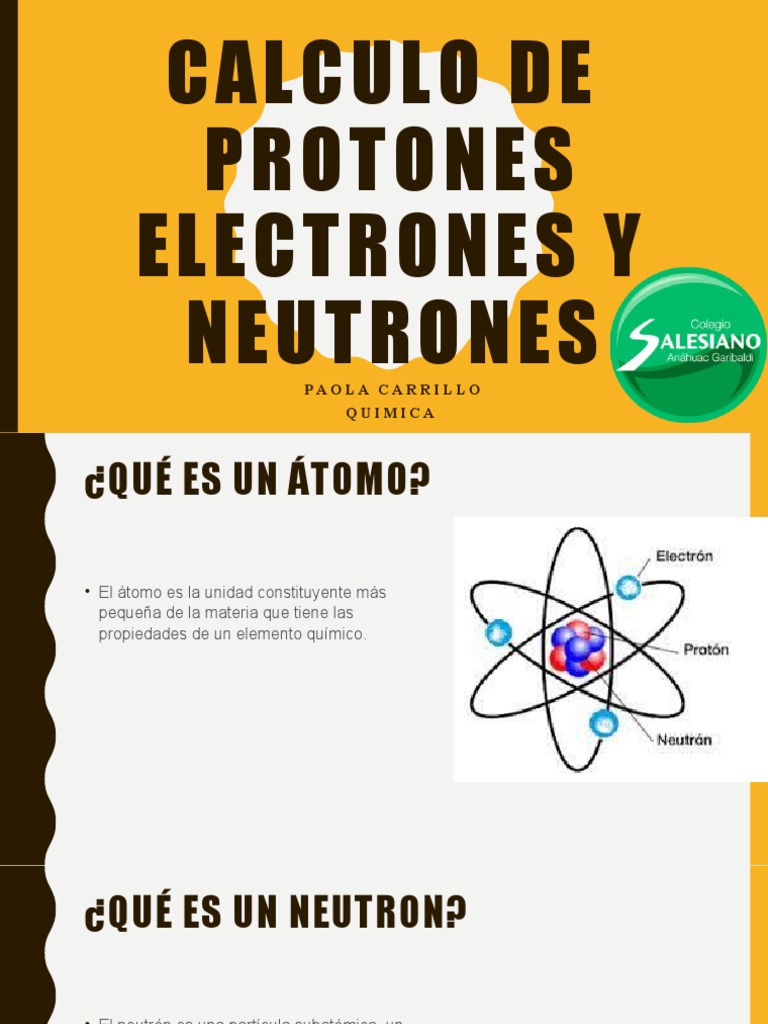Calculo de Protones Electrones y Neutrones | PDF | Átomos | Moléculas