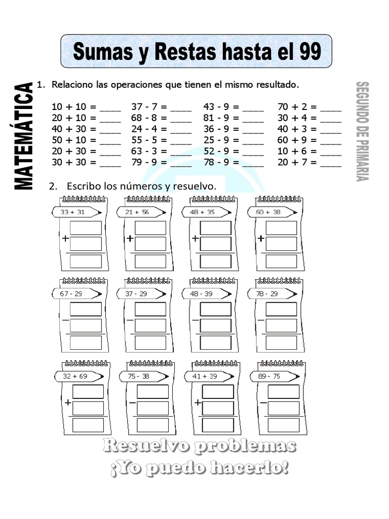 Hojas De Trabajo De Suma Y Resta De Matemáticas Para Segundo Grado