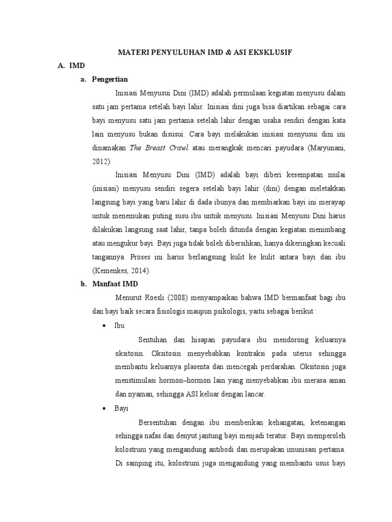 Materi Penyuluhan Imd Dan Asi Eksklusif Pdf