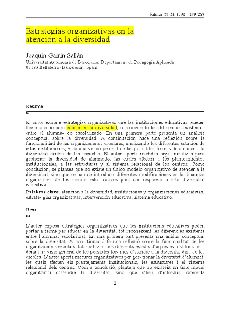 Estrategias para la Diversidad Educativa | PDF | Plan de estudios ...