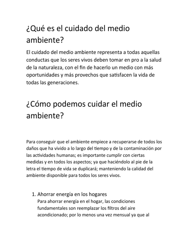 Consejos para Cuidar el Medio Ambiente | PDF | Entorno natural ...