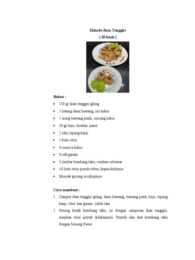Resep Ekkado Ikan Tenggiri Lezat | PDF