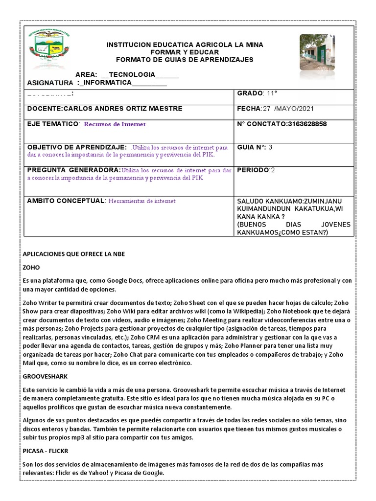 Guia de Informatica Grado 11° Guia #3 | PDF | Ciencias de la ...