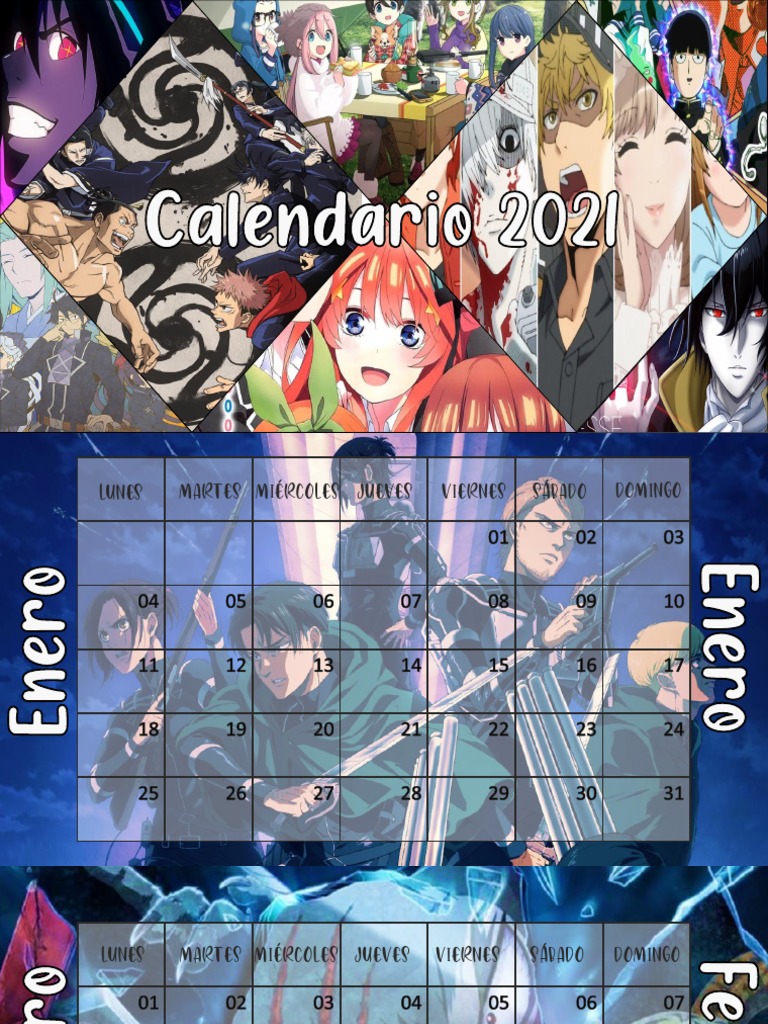 2021 Calendario Anime