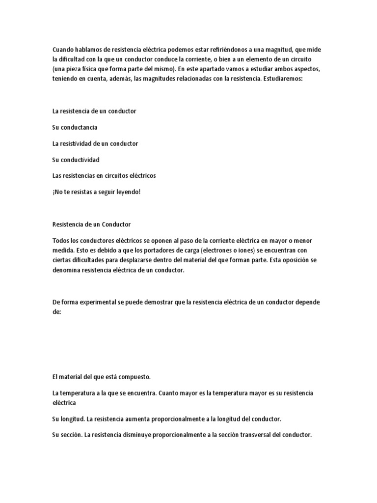 Resistencia Electrica | PDF | Métodos y materiales de enseñanza ...