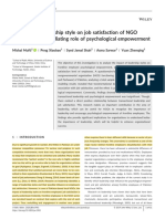 Influence of Leadership Style On Job Satisfaction of NGO Employee: The Mediating Role of Psychological Empowerment