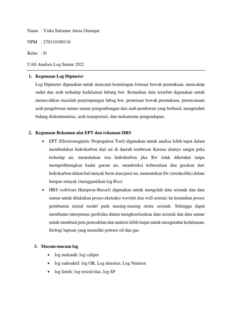 Analisis Log Sumur | PDF