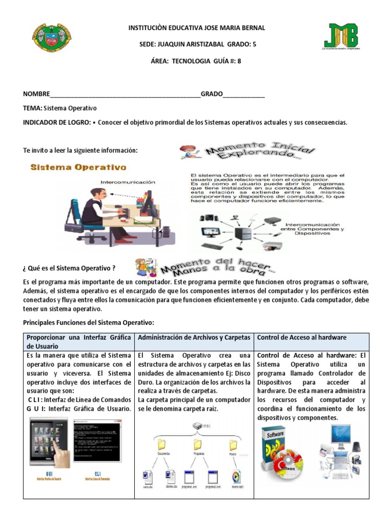 Guia Tecnologia 8 | PDF | Hardware de la computadora | Sistema operativo