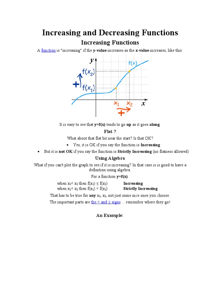 Increasing and Decreasing Functions | PDF | Maxima And Minima ...