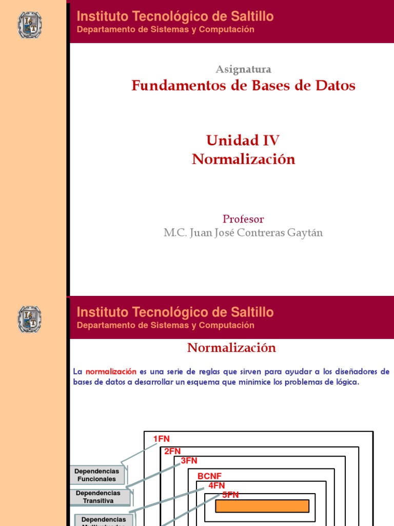 Normalizacion De Base De Datos 1fn 2fn 3fn