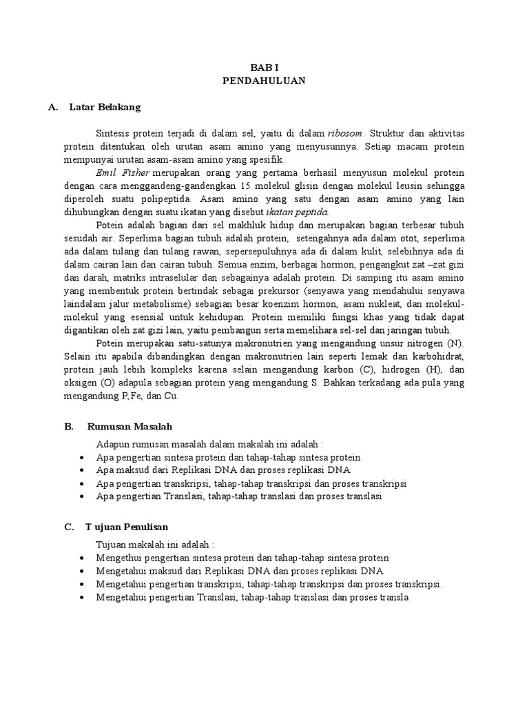 Proses Sintesis Protein dan Transkripsi | PDF | Kesehatan Holistik ...