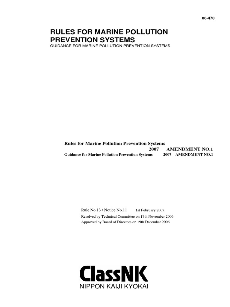 Rules For Marine Pollution Prevention Systems Nippon Kaiji Kyokai
