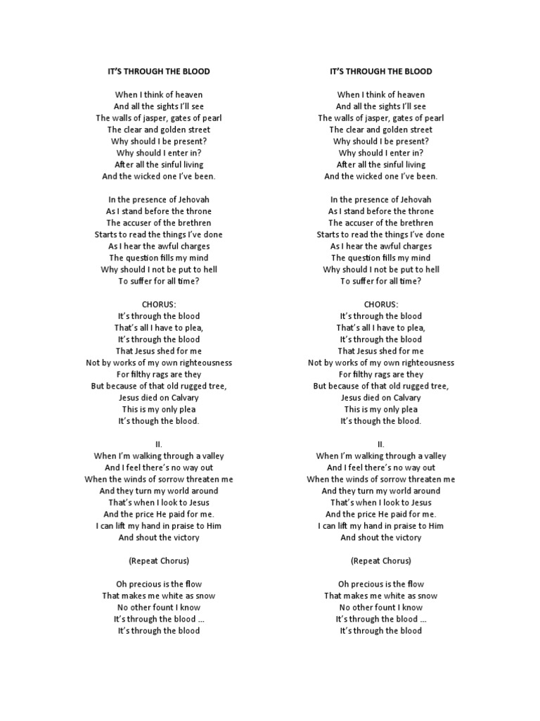 It's Through The Blood Lyrics | PDF | Mythology | Religious Belief And ...