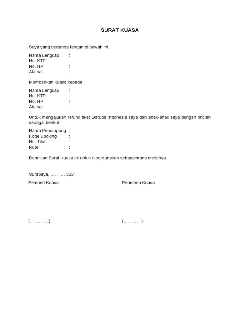 Contoh Surat Kuasa Garuda Contoh Terbaru - vrogue.co