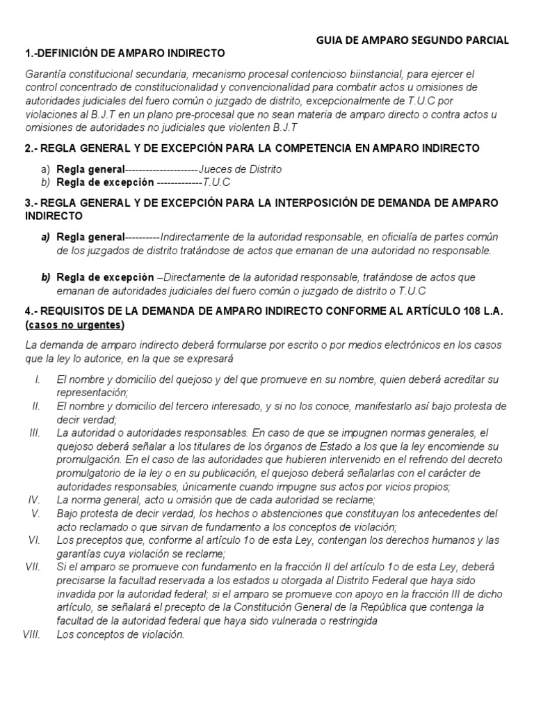 Guía Completa de Amparo Indirecto | PDF | Demanda judicial | Ley ...