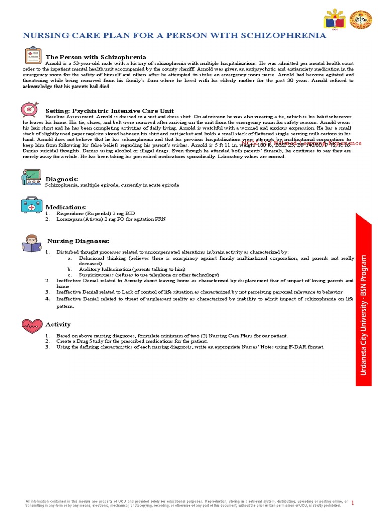 Nursing Care Plan For A Person With Schizophrenia | PDF | Schizophrenia ...
