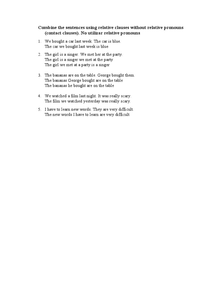 Relative Clauses Without Pronouns | PDF