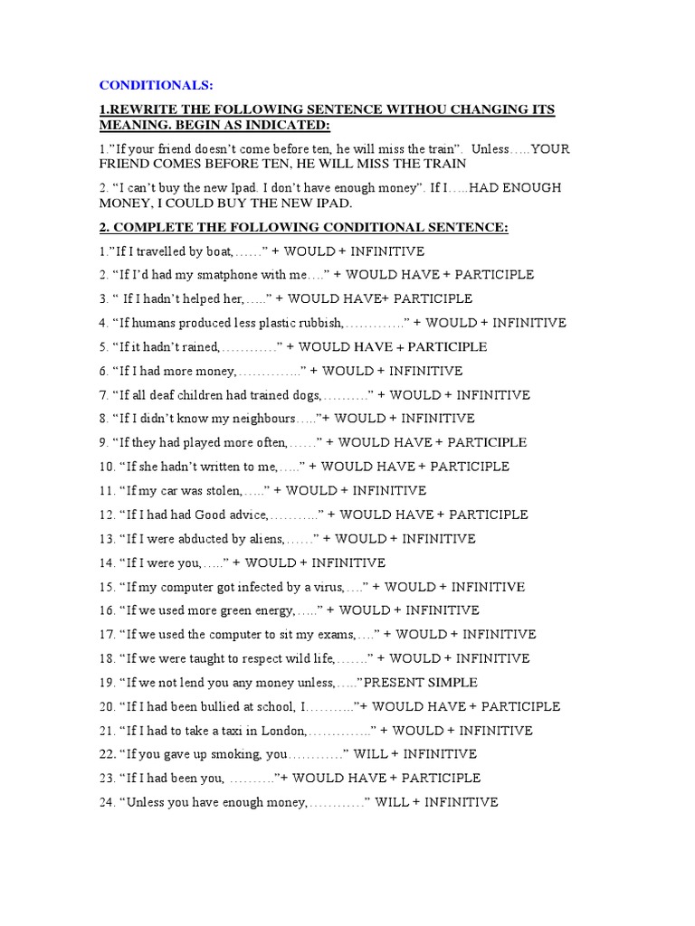 Conditional Sentences and Linkers Exercises | PDF