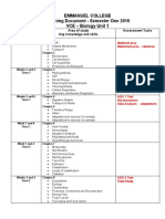 Emmanuel College Planning Document - Semester One 2016 VCE - Biology Unit 1