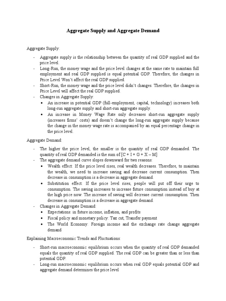 Aggregate Supply and Aggregate Demand | PDF | Macroeconomics ...