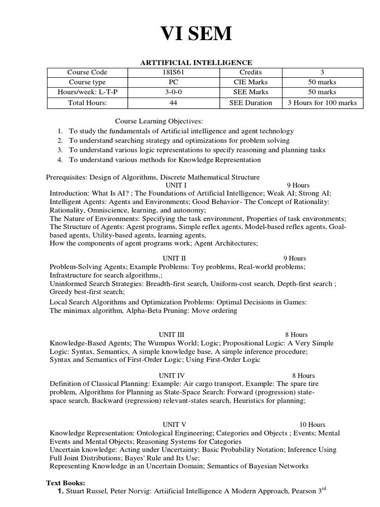 Vi Sem: Arttificial Intelligence | PDF | Assembly Language | Cluster ...