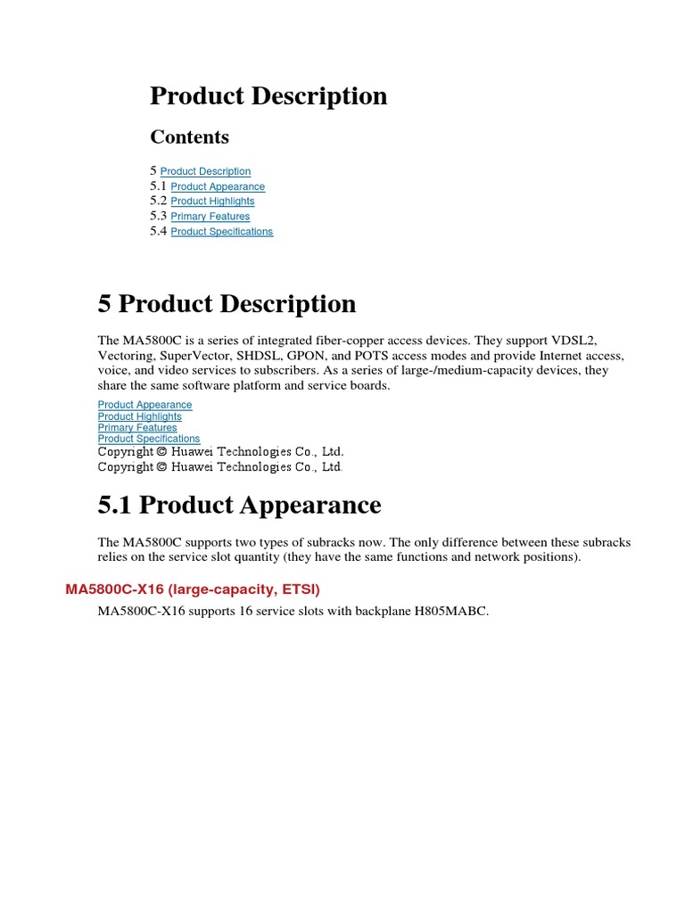 MA5800C Product Description | PDF | I Pv6 | Internet Architecture