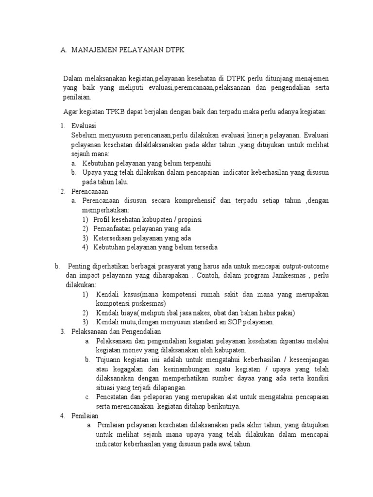 Manajemen Pelayanan DTPK Pak Kela | PDF
