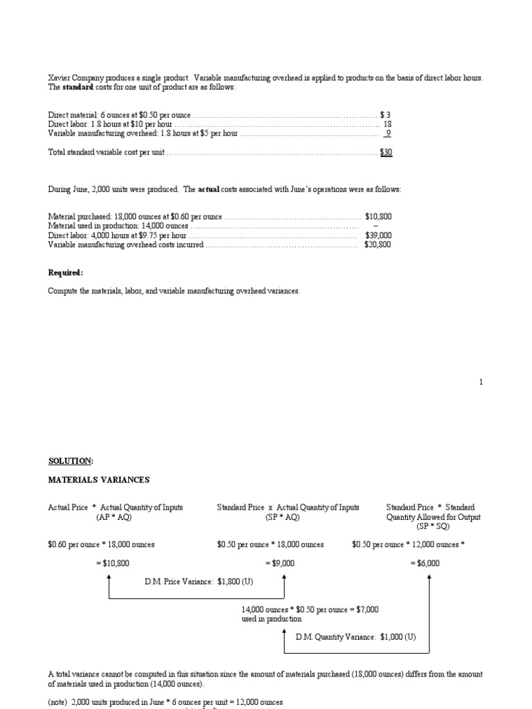 Standard Costs and Operating Performance Measures | PDF | Cost ...