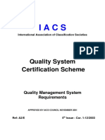Quality System Certification Scheme-Quality Management System Requirements