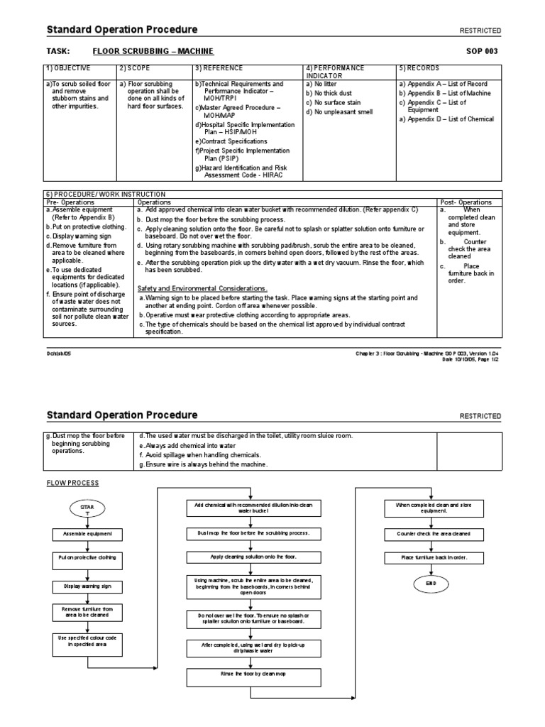 SOP 003 Floor Scrubbing - Machine | PDF | Personal Protective Equipment ...
