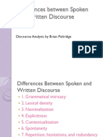 Differences between spoken and written discourse analyzed