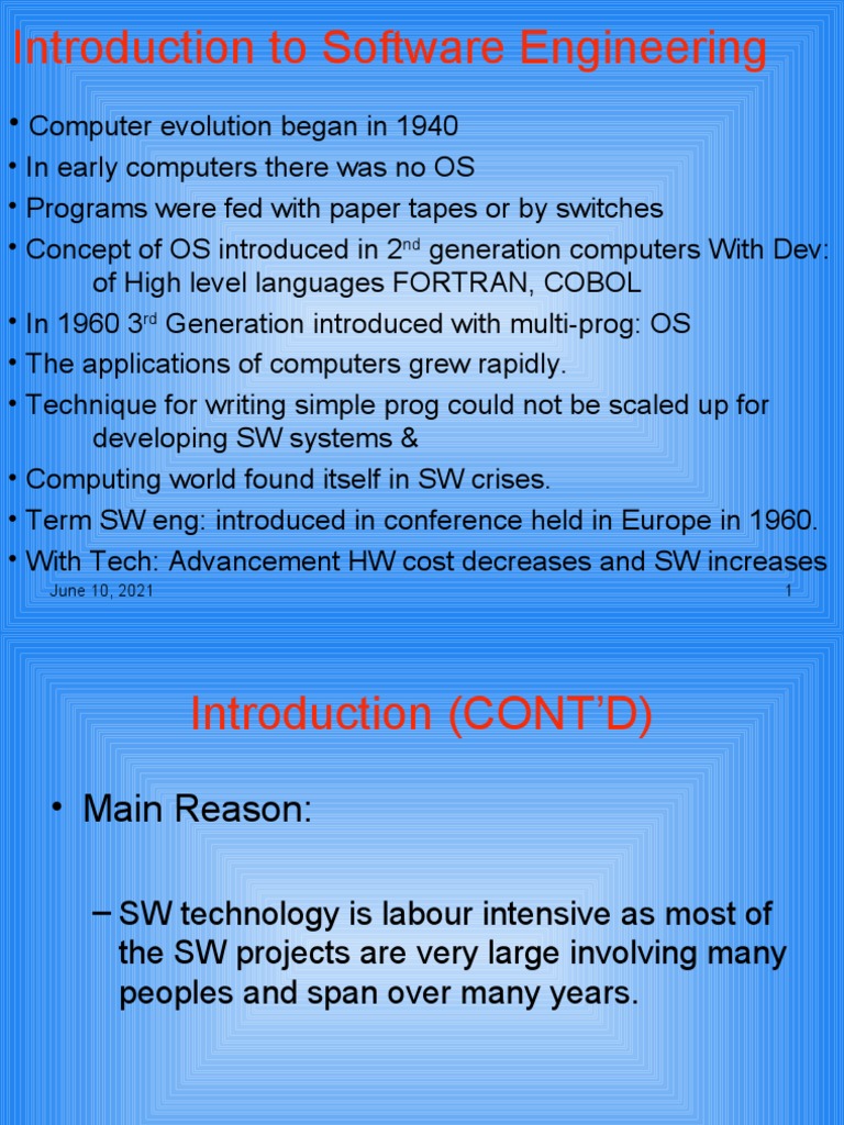 Introduction To Software Engineering: June 10, 2021 1 | PDF