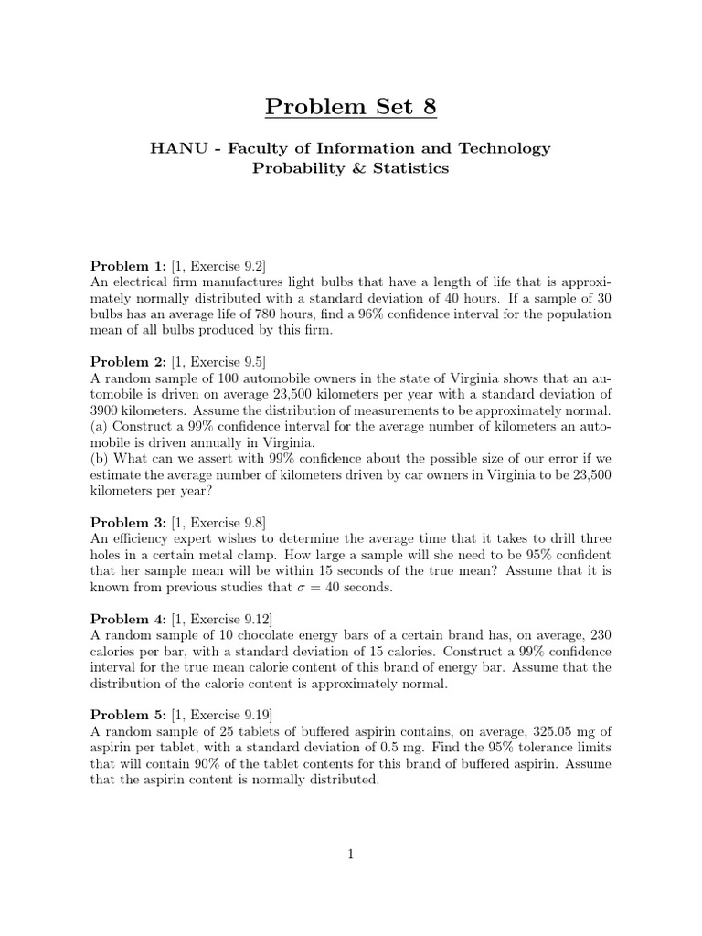 Homework 8 PDF Confidence Interval Standard Deviation